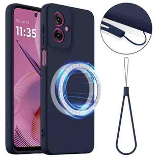 For Motorola Moto G55 5G Shockproof Silicone Magsafe Phone Case(Navy Blue)