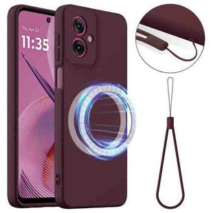 For Motorola Moto G55 5G Shockproof Silicone Magsafe Phone Case(Plum Color)