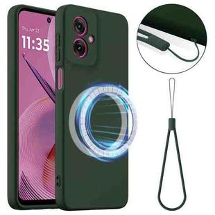 For Motorola Moto G55 5G Shockproof Silicone Magsafe Phone Case(Dark Green)