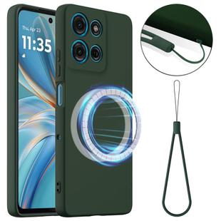 For Motorola Moto G 2025 5G Shockproof Silicone Magsafe Phone Case(Dark Green)