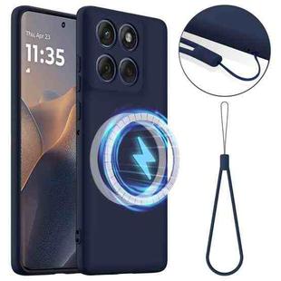 For Motorola Edge 60 Pro Shockproof Silicone Magsafe Phone Case(Navy Blue)