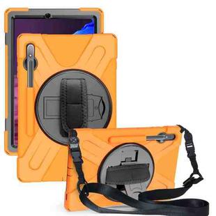 For Samsung Galaxy Tab S8+ / Tab S8 Plus /  Tab S7 FE / Tab S7+ Shockproof Colorful Silicone + PC Protective Case with Holder & Shoulder Strap & Hand Strap(Orange)