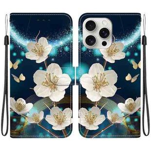 For iPhone 16 Pro Crystal Texture Colored Drawing Leather Phone Case(Magnolia)