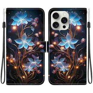 For iPhone 16 Pro Crystal Texture Colored Drawing Leather Phone Case(Little Lantern Flower)