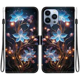 For iPhone 13 Pro Max Crystal Texture Colored Drawing Leather Phone Case(Little Lantern Flower)