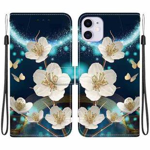 For iPhone 11 Crystal Texture Colored Drawing Leather Phone Case(Magnolia)