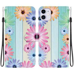 For iPhone 11 Crystal Texture Colored Drawing Leather Phone Case(Sunflowers)