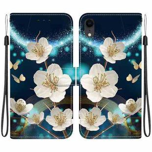 For iPhone XR Crystal Texture Colored Drawing Leather Phone Case(Magnolia)