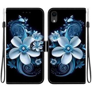 For iPhone XR Crystal Texture Colored Drawing Leather Phone Case(Black Orchid)