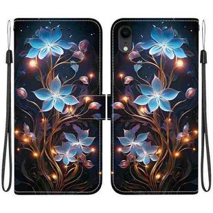 For iPhone XR Crystal Texture Colored Drawing Leather Phone Case(Little Lantern Flower)