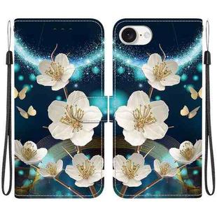 For iPhone SE 2024 Crystal Texture Colored Drawing Leather Phone Case(Magnolia)