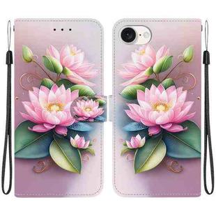 For iPhone SE 2024 Crystal Texture Colored Drawing Leather Phone Case(Lotus)