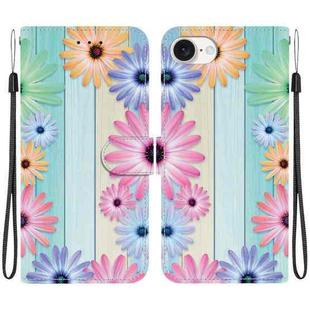 For iPhone SE 2024 Crystal Texture Colored Drawing Leather Phone Case(Sunflowers)