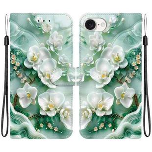 For iPhone SE 2024 Crystal Texture Colored Drawing Leather Phone Case(Jade Flowers)