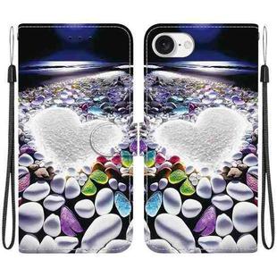 For iPhone SE 2024 Crystal Texture Colored Drawing Leather Phone Case(Heart Shaped)