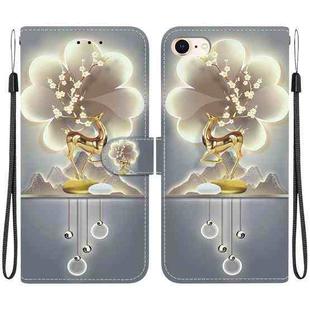 For iPhone 7 / 8 / SE 2022 Crystal Texture Colored Drawing Leather Phone Case(Sika Deer)