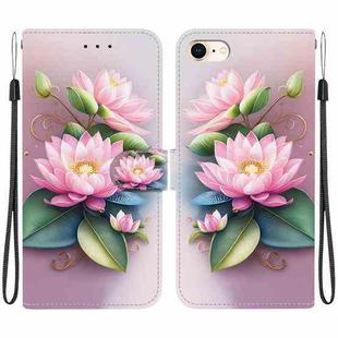For iPhone 7 / 8 / SE 2022 Crystal Texture Colored Drawing Leather Phone Case(Lotus)