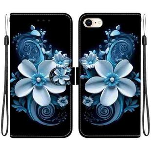 For iPhone 7 / 8 / SE 2022 Crystal Texture Colored Drawing Leather Phone Case(Black Orchid)