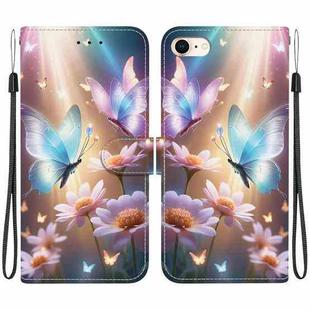 For iPhone 7 / 8 / SE 2022 Crystal Texture Colored Drawing Leather Phone Case(Butterfly Love Flower)
