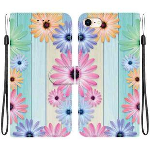 For iPhone 7 / 8 / SE 2022 Crystal Texture Colored Drawing Leather Phone Case(Sunflowers)