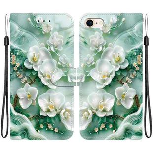 For iPhone 7 / 8 / SE 2022 Crystal Texture Colored Drawing Leather Phone Case(Jade Flowers)