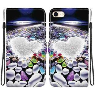 For iPhone 7 / 8 / SE 2022 Crystal Texture Colored Drawing Leather Phone Case(Heart Shaped)