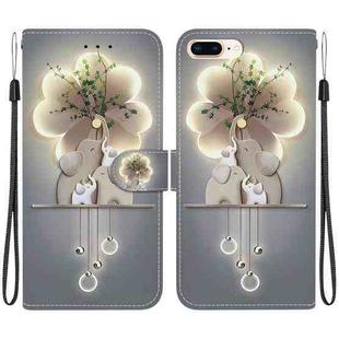 For iPhone 7 Plus / 8 Plus Crystal Texture Colored Drawing Leather Phone Case(Elephants)