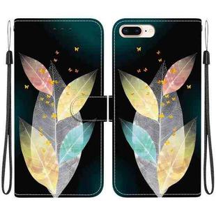 For iPhone 7 Plus / 8 Plus Crystal Texture Colored Drawing Leather Phone Case(Colored Leaves)