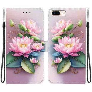 For iPhone 7 Plus / 8 Plus Crystal Texture Colored Drawing Leather Phone Case(Lotus)