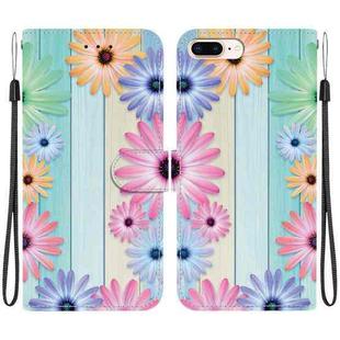 For iPhone 7 Plus / 8 Plus Crystal Texture Colored Drawing Leather Phone Case(Sunflowers)