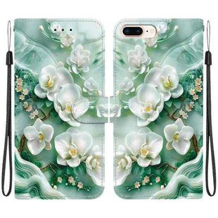 For iPhone 7 Plus / 8 Plus Crystal Texture Colored Drawing Leather Phone Case(Jade Flowers)