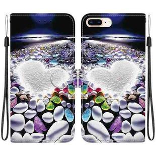 For iPhone 7 Plus / 8 Plus Crystal Texture Colored Drawing Leather Phone Case(Heart Shaped)