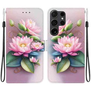 For Samsung Galaxy S24 Ultra 5G Crystal Texture Colored Drawing Leather Phone Case(Lotus)