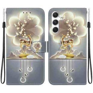 For Samsung Galaxy S24 5G Crystal Texture Colored Drawing Leather Phone Case(Sika Deer)