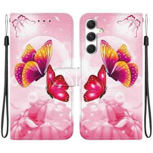 For Samsung Galaxy S24 5G Crystal Texture Colored Drawing Leather Phone Case(Pink Butterflies)