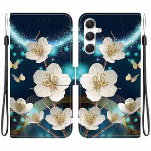 For Samsung Galaxy S24+ 5G Crystal Texture Colored Drawing Leather Phone Case(Magnolia)