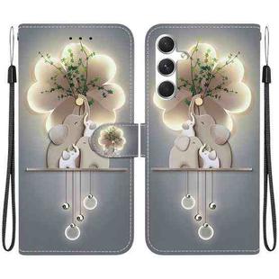 For Samsung Galaxy S24+ 5G Crystal Texture Colored Drawing Leather Phone Case(Elephants)