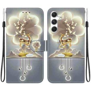 For Samsung Galaxy S23 FE 5G Crystal Texture Colored Drawing Leather Phone Case(Sika Deer)