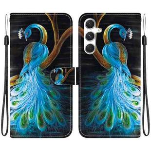 For Samsung Galaxy S23 FE 5G Crystal Texture Colored Drawing Leather Phone Case(Peacock)