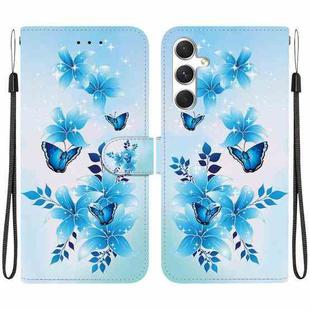 For Samsung Galaxy S23 FE 5G Crystal Texture Colored Drawing Leather Phone Case(Blue Butterflies)