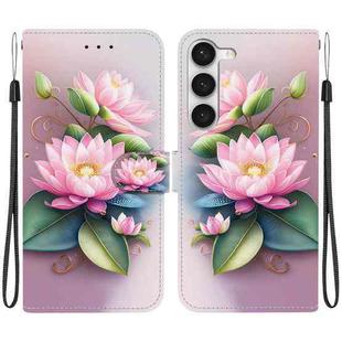 For Samsung Galaxy S23 5G Crystal Texture Colored Drawing Leather Phone Case(Lotus)