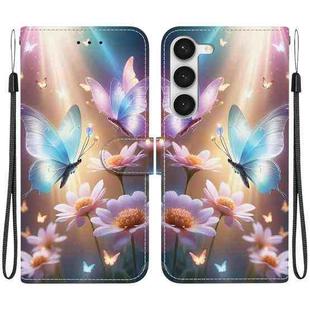 For Samsung Galaxy S23 5G Crystal Texture Colored Drawing Leather Phone Case(Butterfly Love Flower)