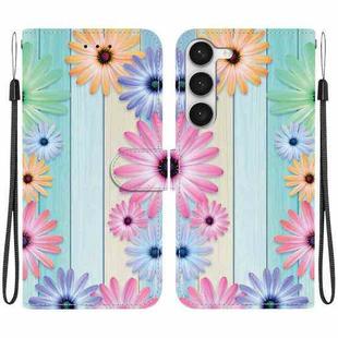 For Samsung Galaxy S23 5G Crystal Texture Colored Drawing Leather Phone Case(Sunflowers)