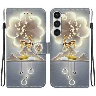 For Samsung Galaxy S23+ 5G Crystal Texture Colored Drawing Leather Phone Case(Sika Deer)