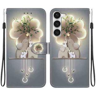 For Samsung Galaxy S23+ 5G Crystal Texture Colored Drawing Leather Phone Case(Elephants)