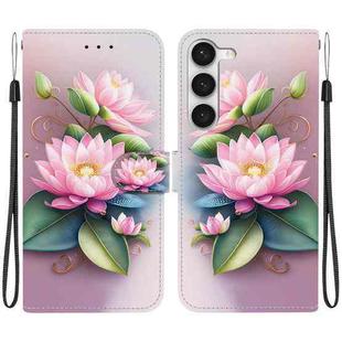 For Samsung Galaxy S23+ 5G Crystal Texture Colored Drawing Leather Phone Case(Lotus)