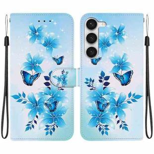 For Samsung Galaxy S23+ 5G Crystal Texture Colored Drawing Leather Phone Case(Blue Butterflies)
