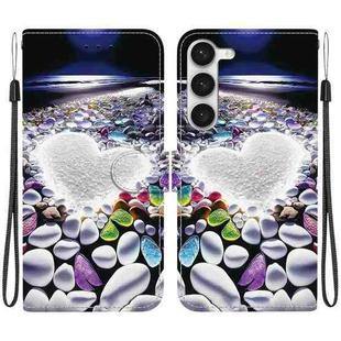For Samsung Galaxy S23+ 5G Crystal Texture Colored Drawing Leather Phone Case(Heart Shaped)