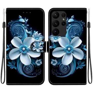 For Samsung Galaxy S23 Ultra 5G Crystal Texture Colored Drawing Leather Phone Case(Black Orchid)