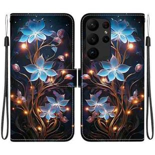 For Samsung Galaxy S23 Ultra 5G Crystal Texture Colored Drawing Leather Phone Case(Little Lantern Flower)